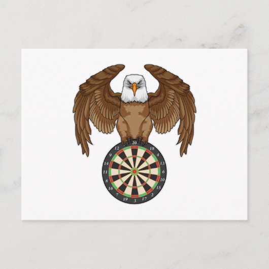 Carte Postale Aigle aux fléchettes avec Dartboard (Devant)
