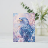 Carte Postale Aigle Bleu avec Fleur Rose et Violette (Debout devant)