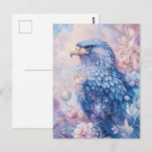 Carte Postale Aigle Bleu avec Fleur Rose et Violette (Devant / Derrière)