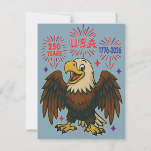 Carte Postale Aigle chauve avec feux d'artifice – États-Unis 250