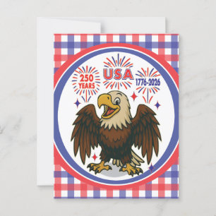 Carte Postale Aigle chauve avec feux d'artifice – États-Unis 250