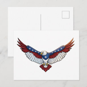 Carte Postale Aigle chauve patriotique majestueux en vol – Améri
