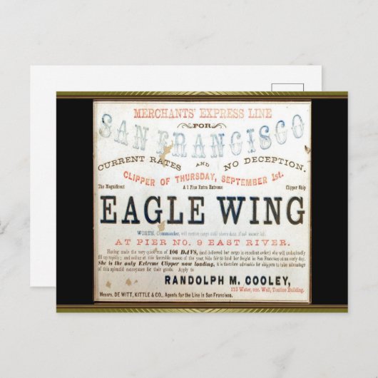 Carte Postale Aigle Clipper Voile (Devant / Derrière)