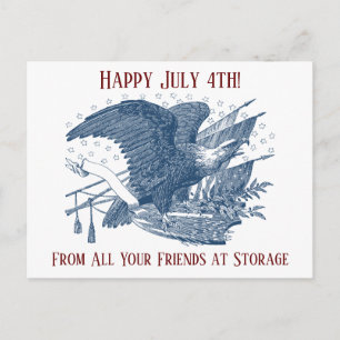 Carte Postale Aigle Criant Drapeau USA Patriotique Vintage Flèch