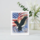 Carte Postale aigle en vol avec drapeau (Debout devant)
