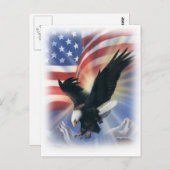 Carte Postale aigle en vol avec drapeau (Devant / Derrière)