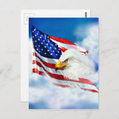 Carte Postale Aigle et drapeau américain (Devant / Derrière)