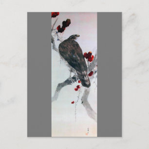 Carte Postale Aigle et feuilles rouges d'ivoire, Watanabe Seitei