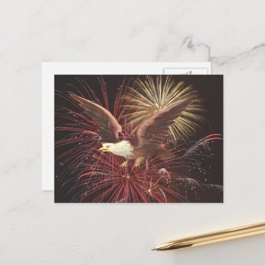 Carte Postale Aigle et feux d'artifice en arrière-plan, ZSSG (Devant/Arrière en situation)