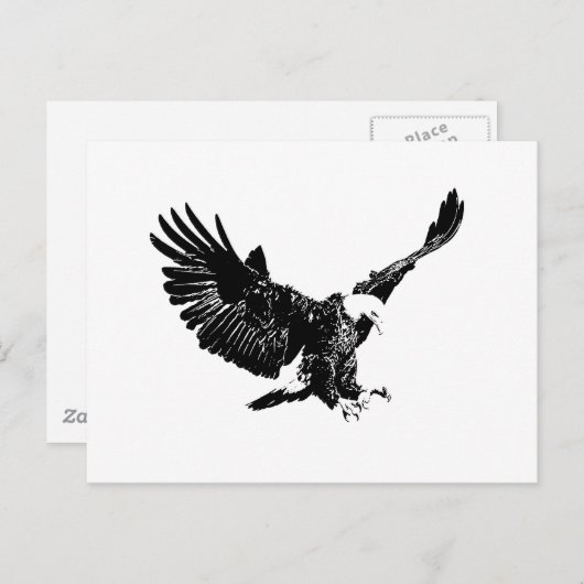 Carte Postale Aigle noir et blanc (Devant / Derrière)