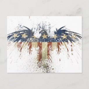 Carte Postale Aigle patriotique, US/USA, drapeau SAD