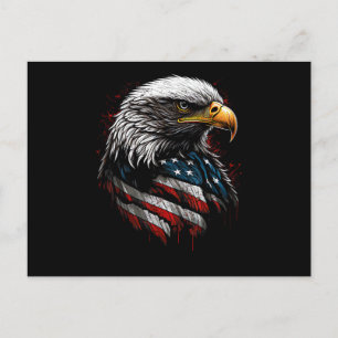 Carte Postale Aigle Patriotique USA Drapeau Américain 4 Juillet