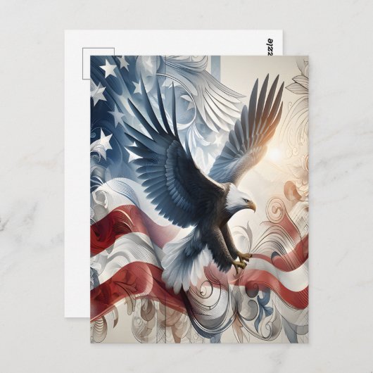 Carte Postale Aigle Qui S'Élevait À Travers Les Étoiles (Devant / Derrière)