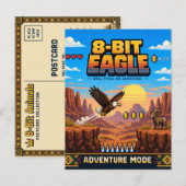 Carte Postale Aigle, Rétro Pixel Art 8-Bit (Devant / Derrière)