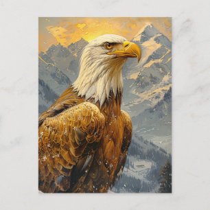 Carte Postale Aigle royal aquarelle Montagnes