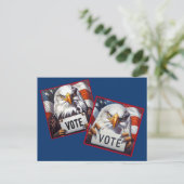Carte Postale Aigles chauves avec des panneaux de vote électoral (Debout devant)