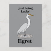 Carte Postale Aigrette Oiseau Chanceux (Devant)