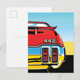 Carte Postale Aile arrière de Muscle Car 442 Impression Pop Art