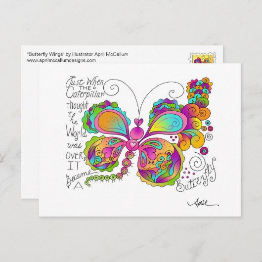 Carte Postale AILES À BOUTEILLE d'avril McCallum (Devant / Derrière)