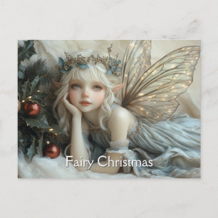 Carte Postale Ailes d'or fée Ornements de Noël rouge