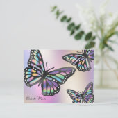Carte Postale ailes en feuille holographique papillon monarque (Debout devant)
