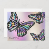 Carte Postale ailes en feuille holographique papillon monarque (Devant / Derrière)