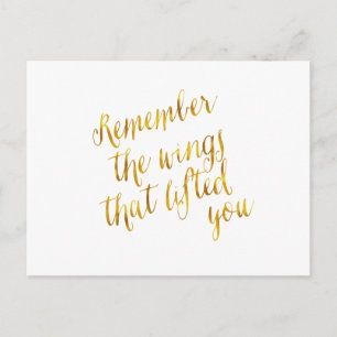 Carte Postale Ailes Qui Vous A Lifté Citer Faux Gold Foil