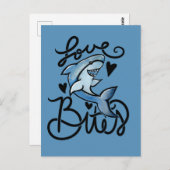 Carte Postale Aime BITES drôle Saint Valentin Requin (Devant / Derrière)