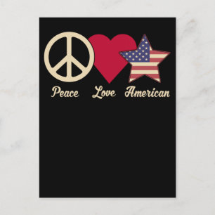 Carte Postale Aimer American Flag Paix 4 juillet patriotique