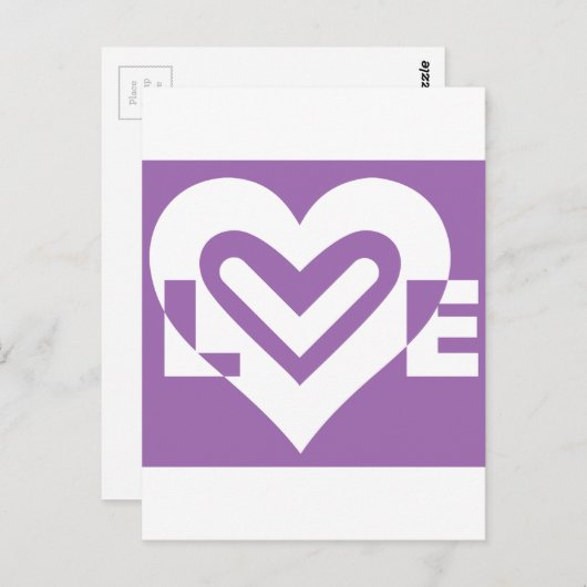 Carte Postale Aimer blanc et violet (Devant / Derrière)