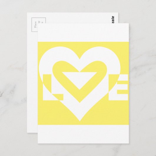 Carte Postale Aimer Blanc sur Jaune (Devant / Derrière)