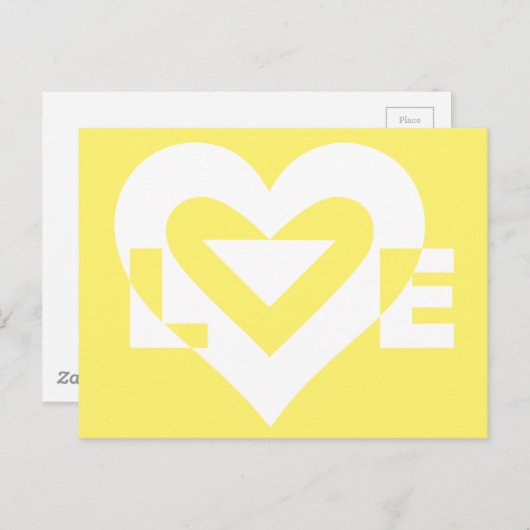 Carte Postale Aimer Blanc sur Jaune (Devant / Derrière)