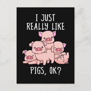 Carte Postale Aimer Cochon Cadeau Femmes Cochon Cadeaux Porc Vin