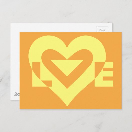 Carte Postale Aimer Jaune sur Orange (Devant / Derrière)