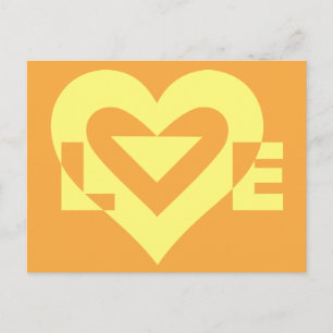 Carte Postale Aimer Jaune sur Orange