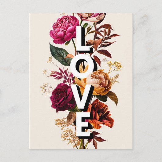 Carte Postale Aimer la typographie florale (Devant)
