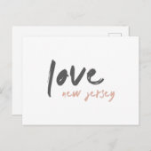 Carte Postale Aimer le New Jersey | NJ USA Minimalisme Moderne d (Devant / Derrière)