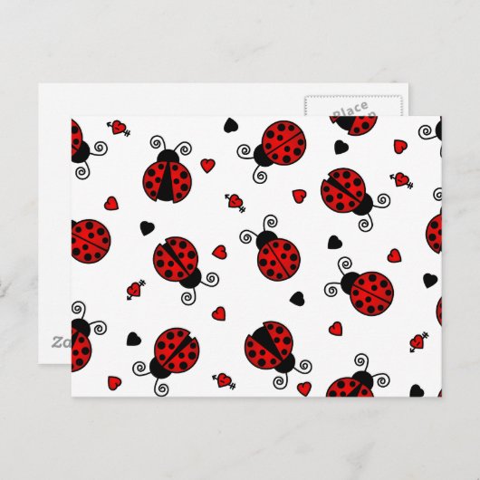 Carte Postale Aimer les bogues Red Ladybugs (Devant / Derrière)