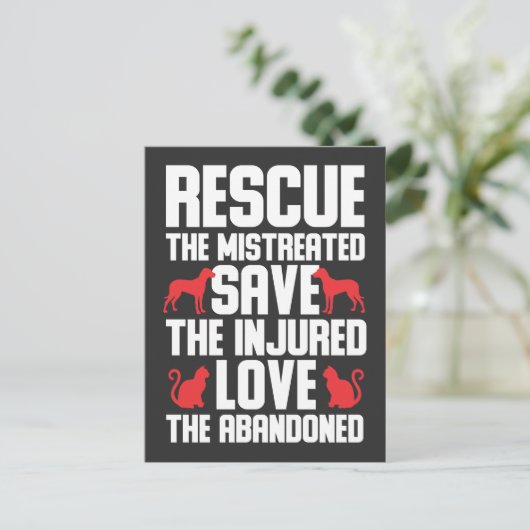 Carte Postale Aimer les chiens et les chats Sensibilisation au s (Debout devant)