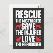 Carte Postale Aimer les chiens et les chats Sensibilisation au s (Devant / Derrière)