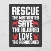 Carte Postale Aimer les chiens et les chats Sensibilisation au s (Devant)