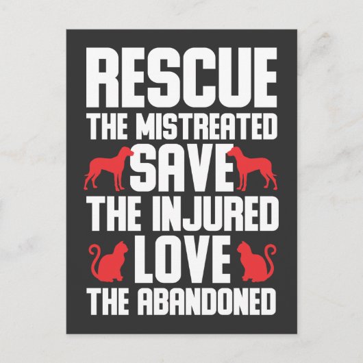 Carte Postale Aimer les chiens et les chats Sensibilisation au s (Devant)