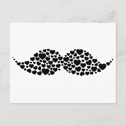Carte Postale Aimer les coeurs de moustache (Devant)