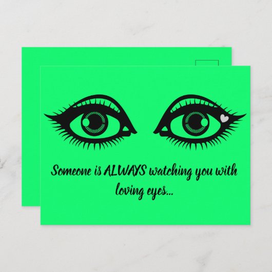 Carte Postale Aimer les yeux mignon Encourageant Citation Lime V (Devant / Derrière)