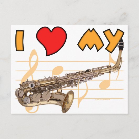 Carte Postale Aimer Mon Sax (Devant)