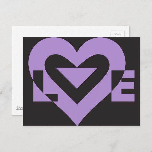 Carte Postale Aimer violet sur noir (Devant / Derrière)