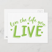 Carte Postale aimez la vie que vous vivez (Devant / Derrière)