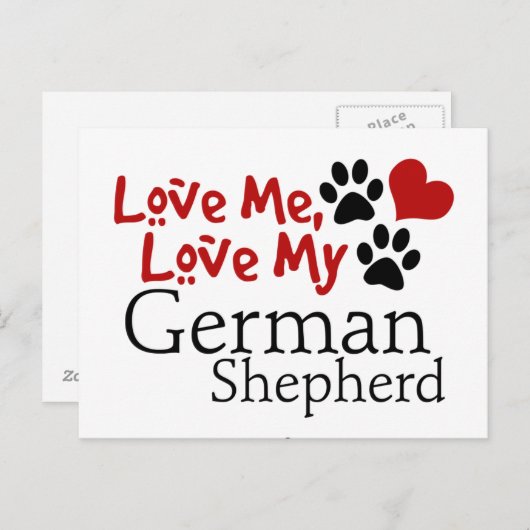 Carte Postale Aimez-Moi, Aimez Mon Berger Allemand (Devant / Derrière)
