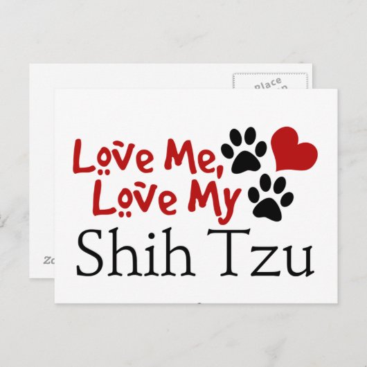 Carte Postale Aimez Moi, Aimez Mon Shih Tzu (Devant / Derrière)