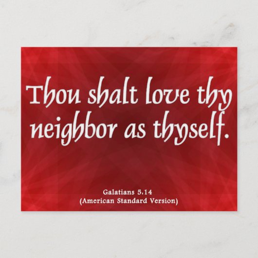 Carte Postale Aimez vos voisins Galates 5:14 (Devant)